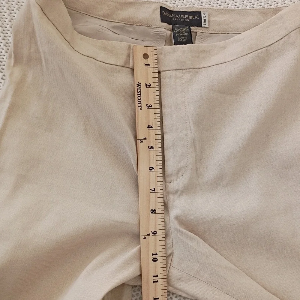 Banana Republic Harrison Linen Blend Wide Leg‎ Pants Beige 6 W28x33 NWOT $150